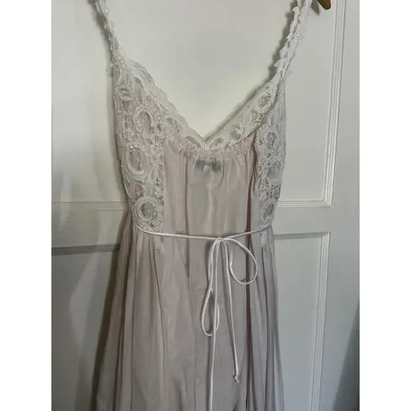 VTG Priamo Women’s Pink Lightweight Long Gown COTTON Size Small Lace 90s Neiman - Picture 4 of 5